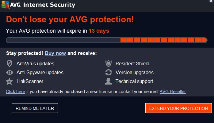 AVG protection alert from Microsoft.
