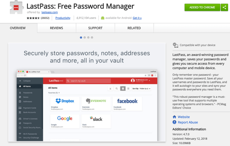 lastpass extension for google chrome