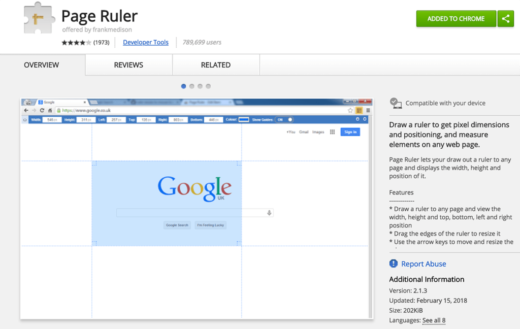 Page Ruler Chrome Extension