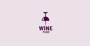 Wine Place logo example that represents a thumb tack and an upside down wine glass