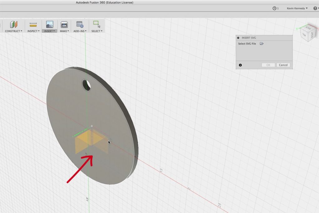 How to insert an SVG in AutoDesk Fusion 360 Step 3