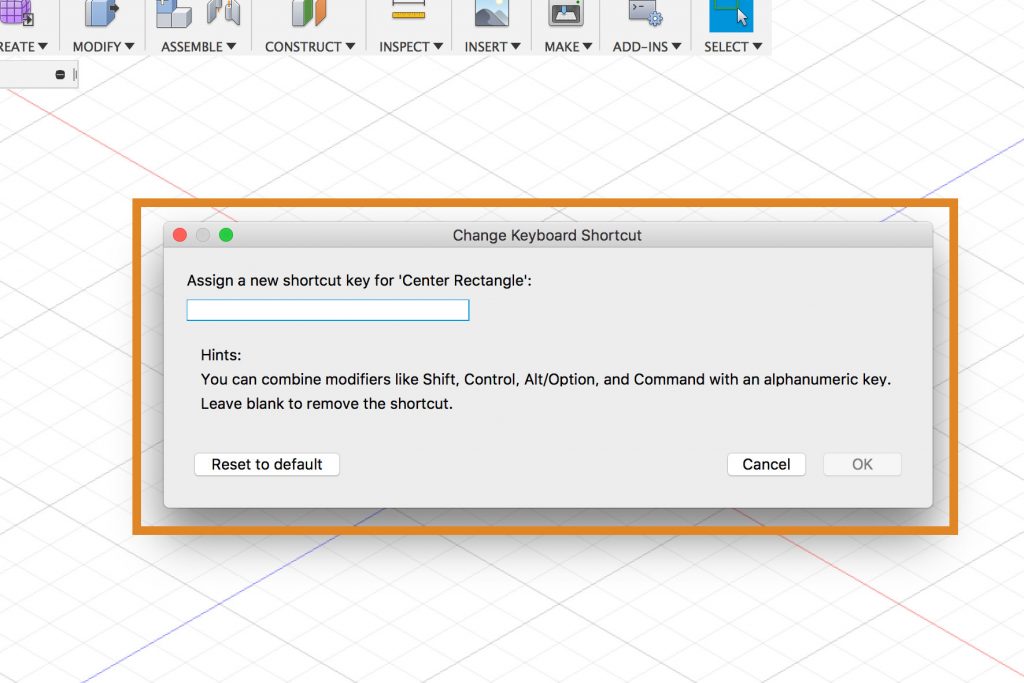 Type in a alphanumeric number in order to create a new keyboard shortcut in Autodesk Fusion 360.