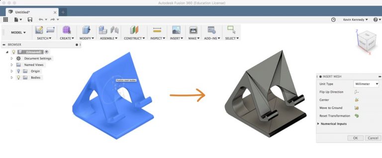 Как stl файл открыть в fusion 360