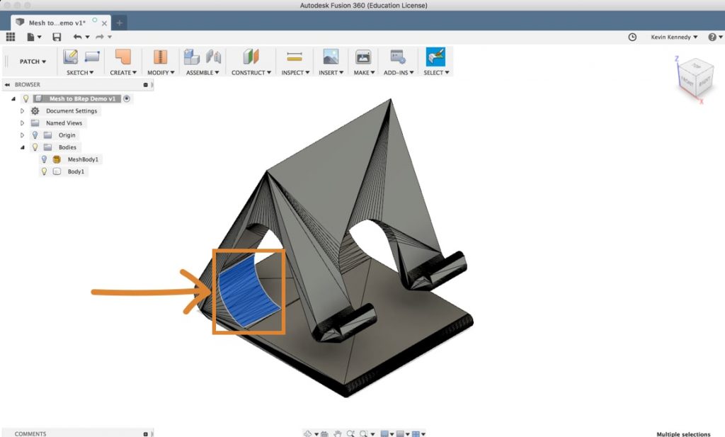 How to convert a mesh to a solid or surface body in Autodesk Fusion