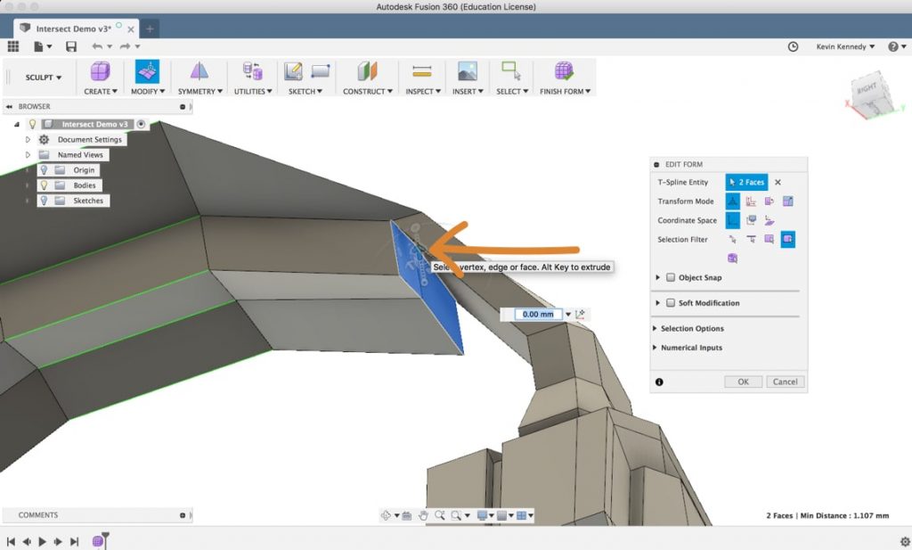 How to repair self-intersecting t-spline bodies in Autodesk Fusion 360.