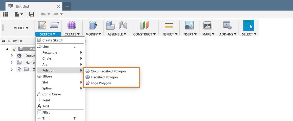 How to use all three polygon sketch tools in Fusion 360