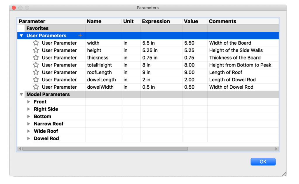 User Parameters in Autodesk Fusion 360 that let users create a dynamic model.