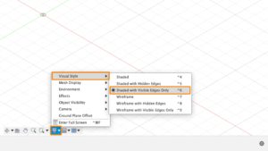 Shaded with Visible Edges Only is the default visual style in Autodesk Fusion 360.