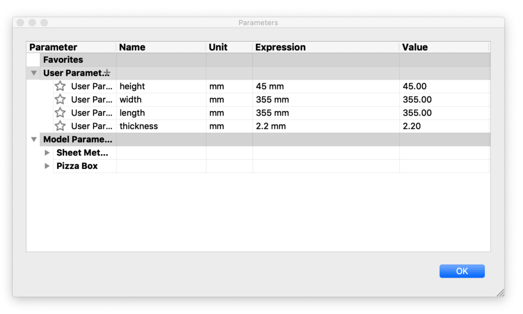 User parameters let Fusion 360 users set names to values.