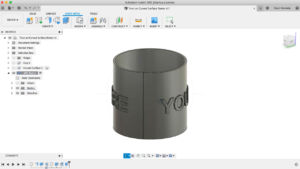 Example text that wraps around a curved surface in Fusion 360