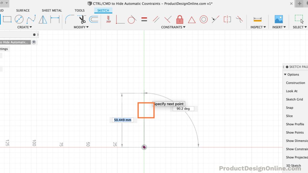 Disable automatic constraints in Fusion 360