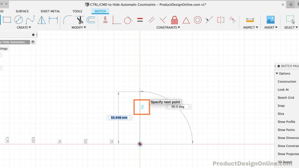 Automatic constraints in Fusion 360