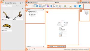 Fusion 360 user interface sections explained.