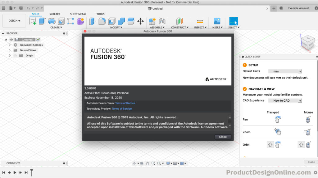 Fusion 360 check version number and license type