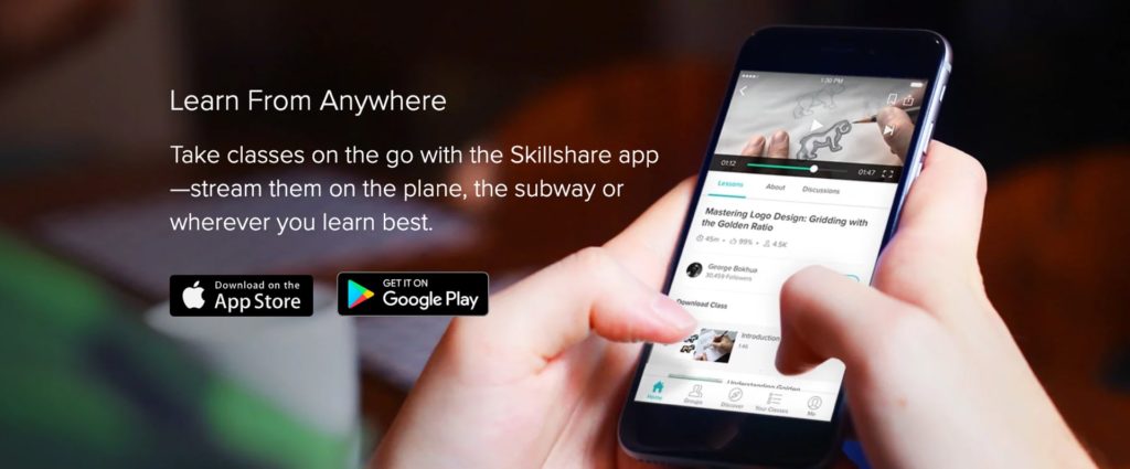 Skillshare is available on iOS and Android