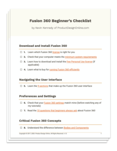A preview of the Fusion 360 Beginner's Checklist