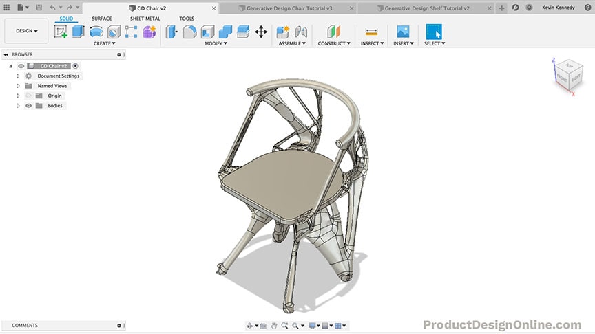 Generative Design chair in Fusion 360