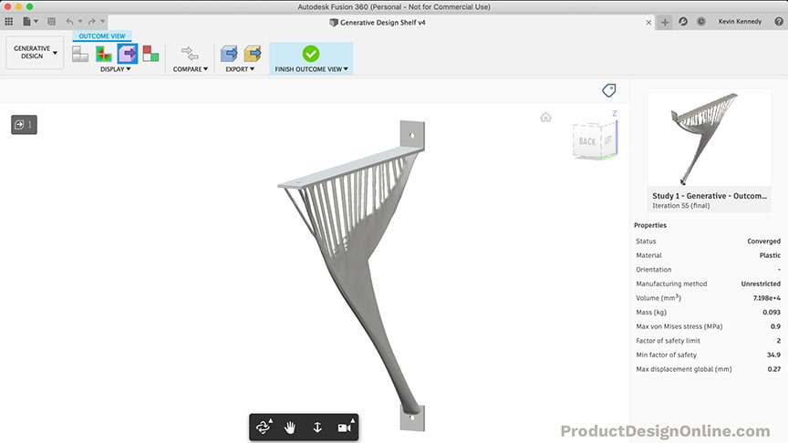 Generative Design shelf in Fusion 360