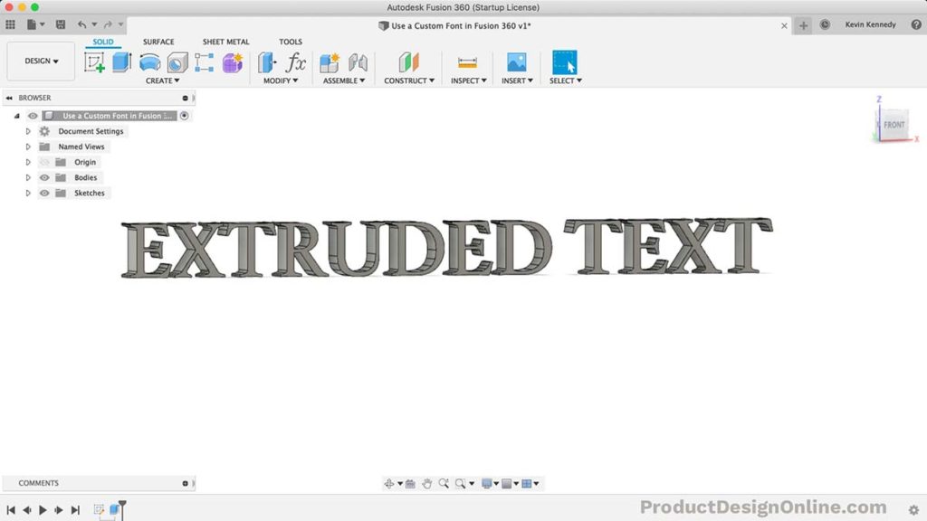 Extrude a custom font in Fusion 360