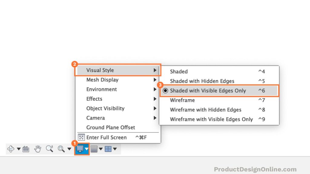 Shaded with Visible Edges Only can be found under the Visual Style folder of the Display Settings