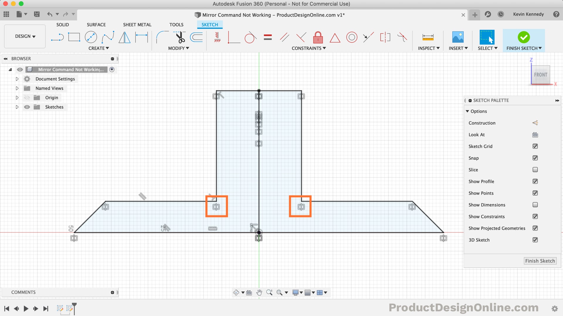 Mirror Command Not Working in Fusion 360 Product Design Online