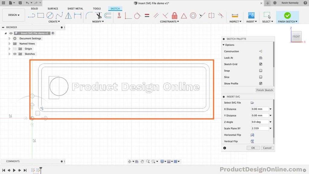 Only use SVG files with Fusion 360 when a logo or complex shape is needed in the 2D sketch