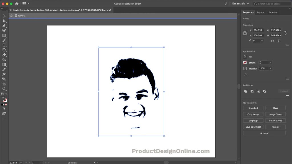 The results of a photo after using the Image Trace feature in Adobe Illustrator
