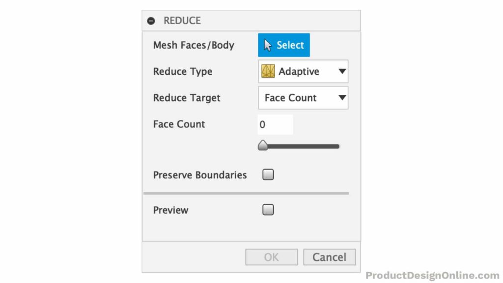Reduce dialog options in Fusion 360