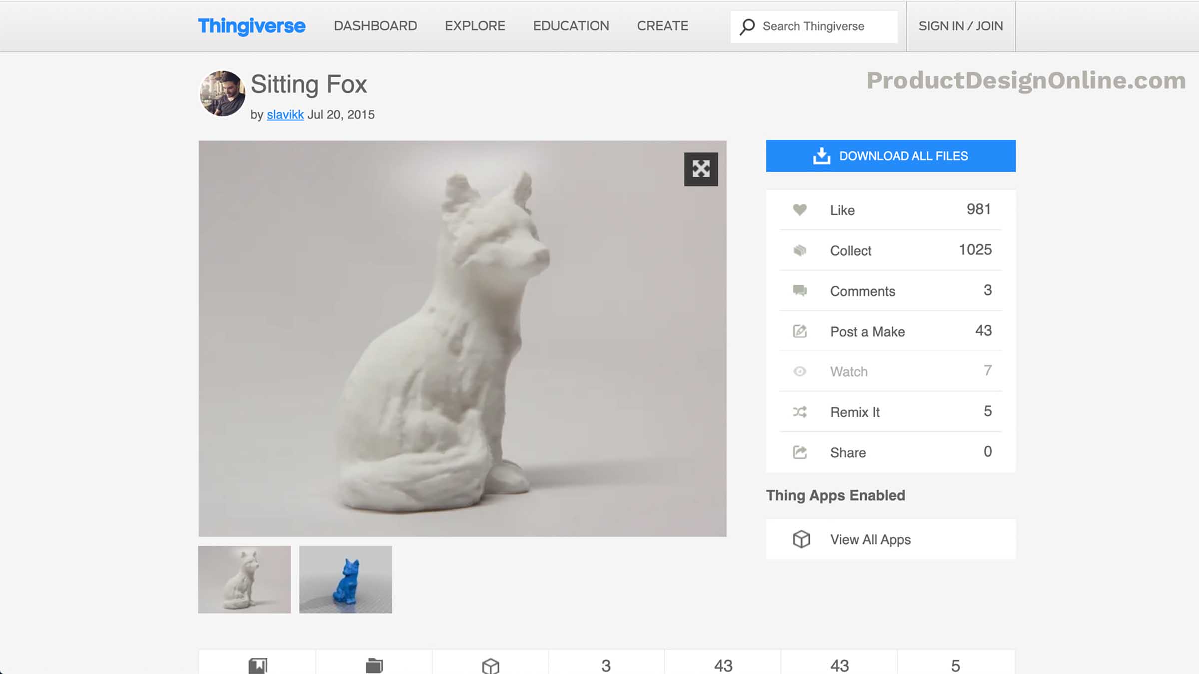 A 3D file of a fox sitting