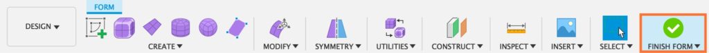 Finish Form button in Fusion 360