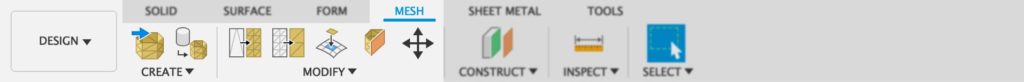 Mesh tab in Fusion 360