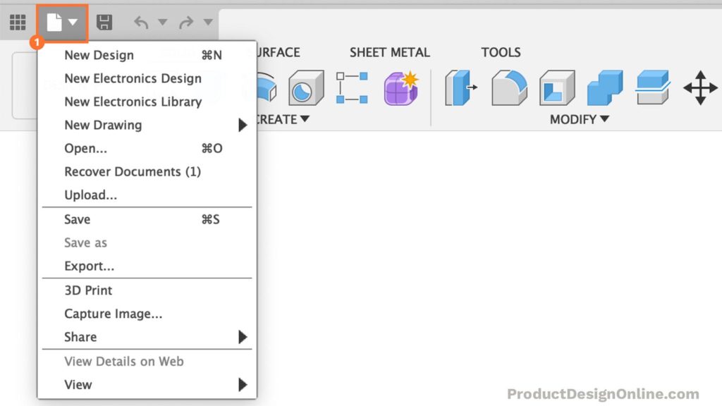 Select the Fusion 360 File dropdown menu.