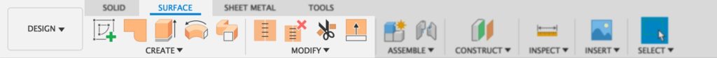 Surface tab in Fusion 360