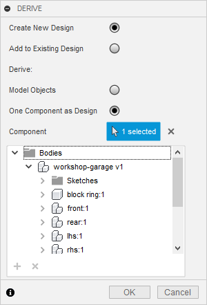 Derive command in Fusion 360