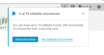 10 active document limit in Fusion 360