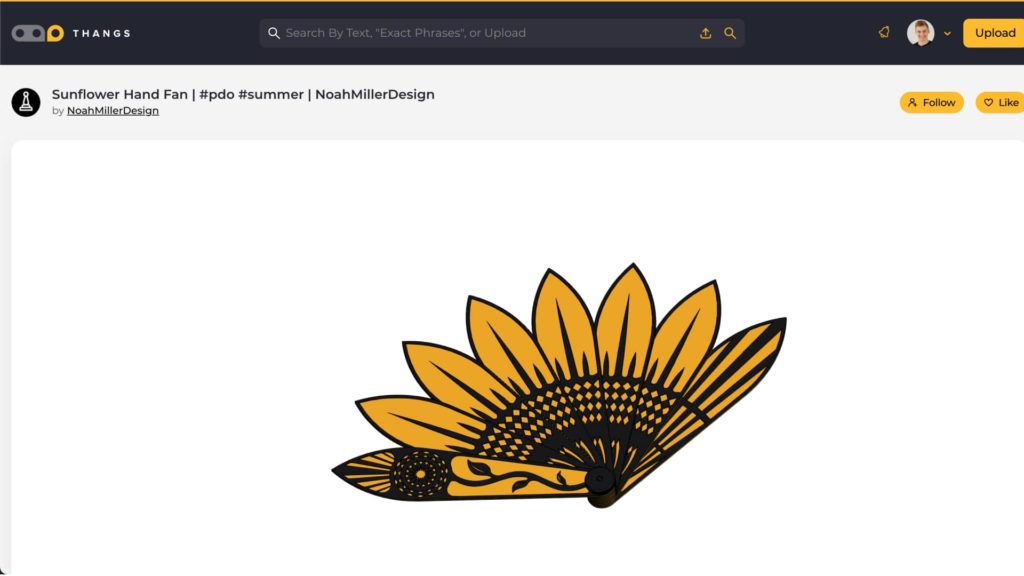 3D Printable Sunflower Hand Fan