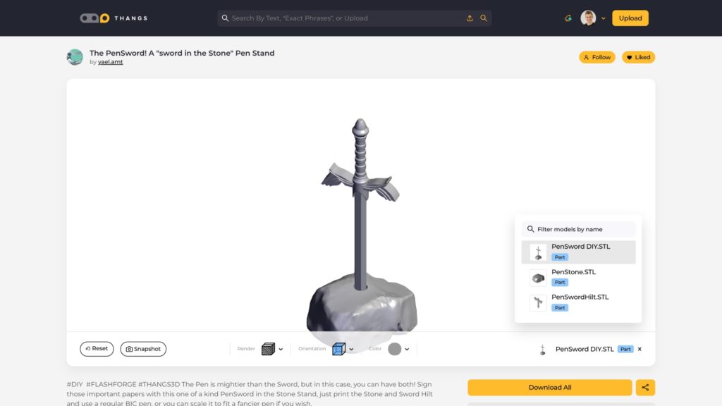 3D Printable Sword Pen Stand