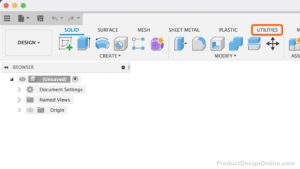 Find the Utilities tab in Autodesk Fusion 360's Design workspace