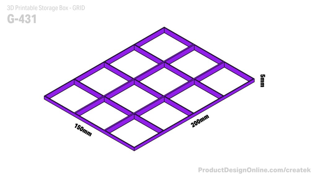 CREATEK G-431 3D Printable Storage Box Grid
