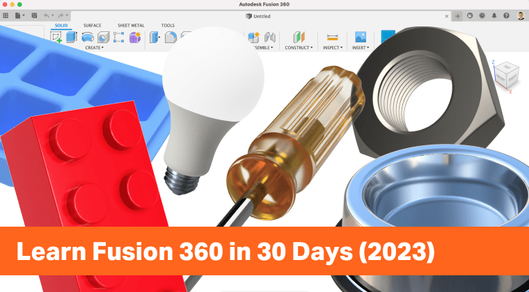 Learn Fusion 360 in 30 Days by designing a new object each day.
