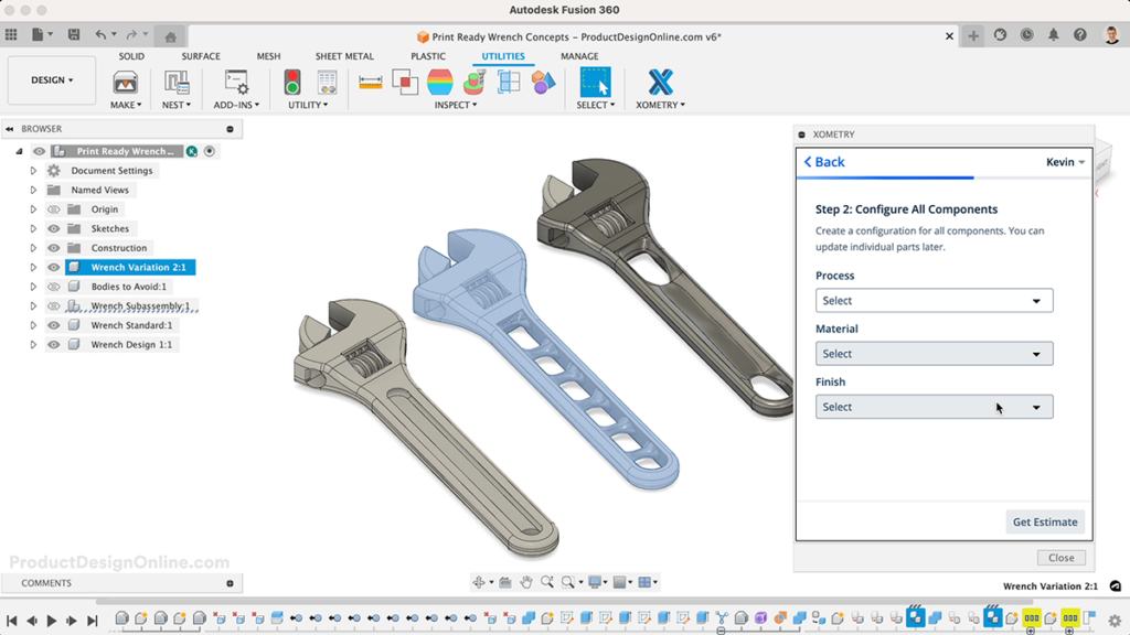 Configure Xometry Material and Finish Options