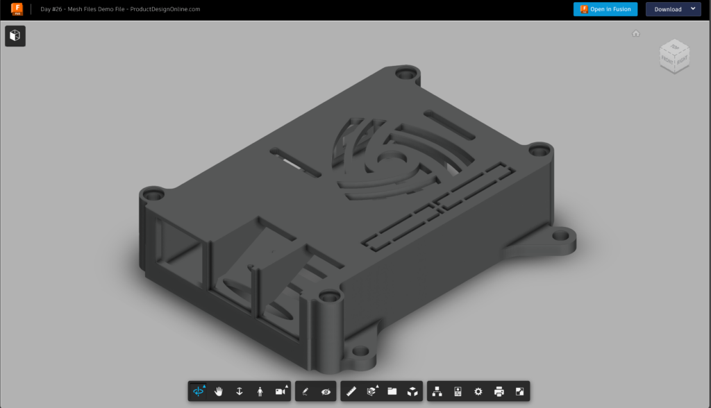 Autodesk Fusion demo file for mesh tools tutorial by Product Design Online